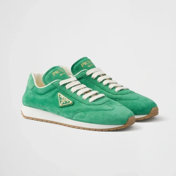 NIB Prada Suede Sneakers in Green - Picture 1 of 10